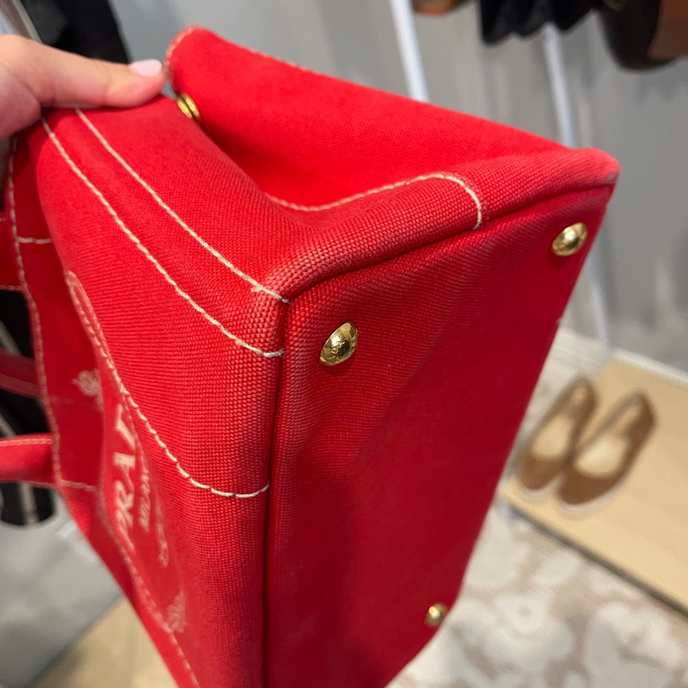 Prada Red Canvas Tote Bag - Picture 14 of 16